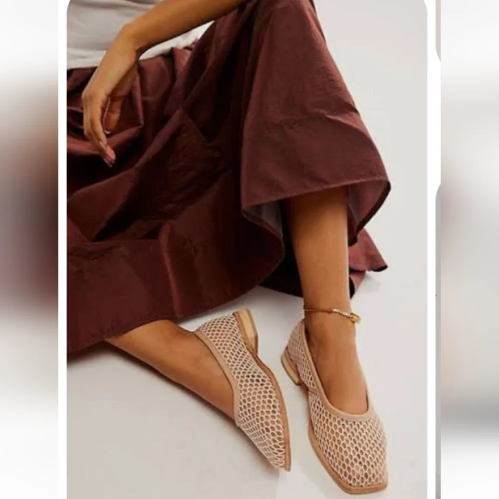 Free People Elegant Beige Mesh Ballet Flat - Picture 2 of 11
